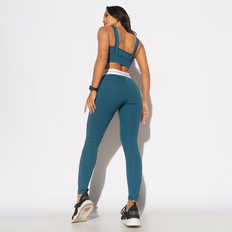 Blue Fitness Leggings with Elastic Waistband LG2114