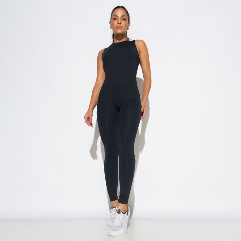 Black Backless Fitness Jumpsuit MC256