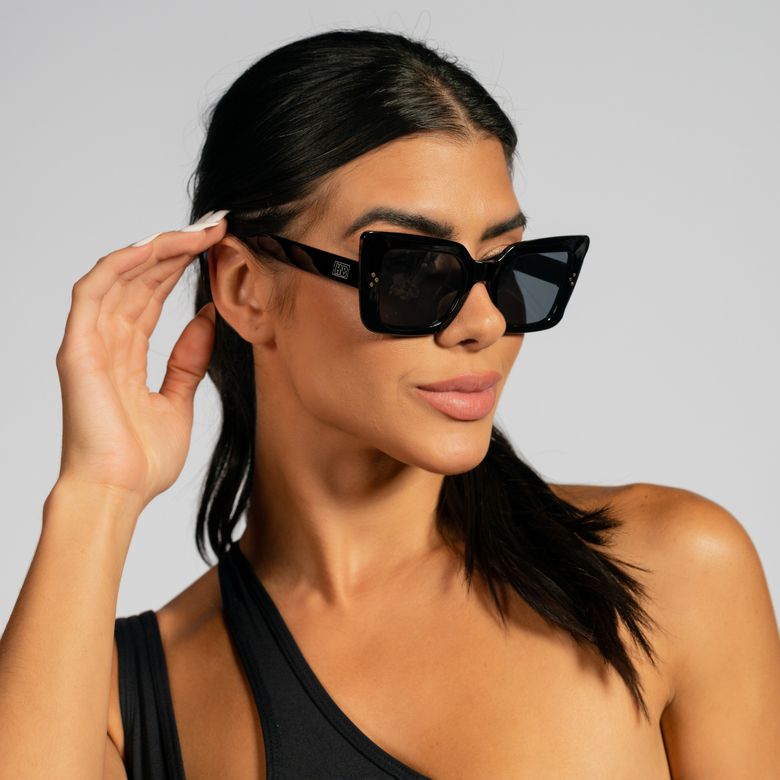 Kit Sunglasses Blogueira Gatinho Preto + Black Case OC014