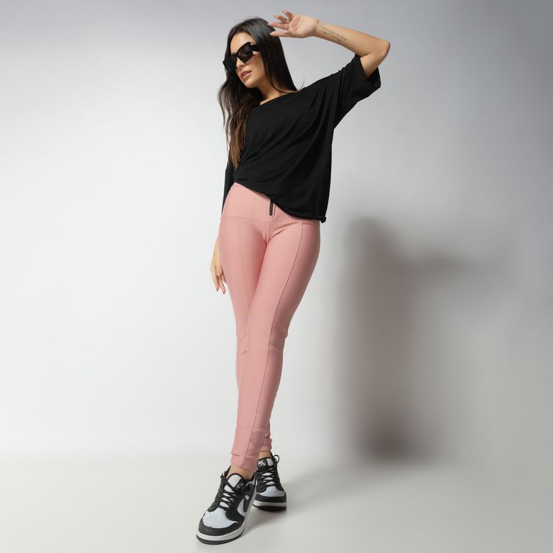 Pink Lipo Effect Pants With Zipper LG2259