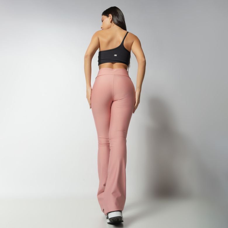 Pink Lipo Flare Effect Pants With Zipper LG2276