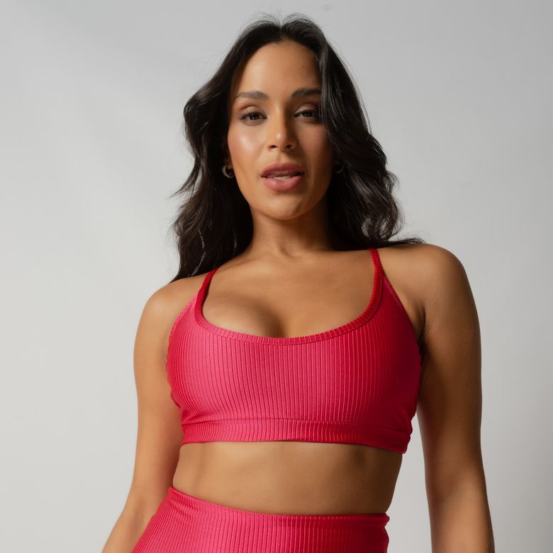 Rosa Pink Cruzado Ribbed Fitness Top TP1634